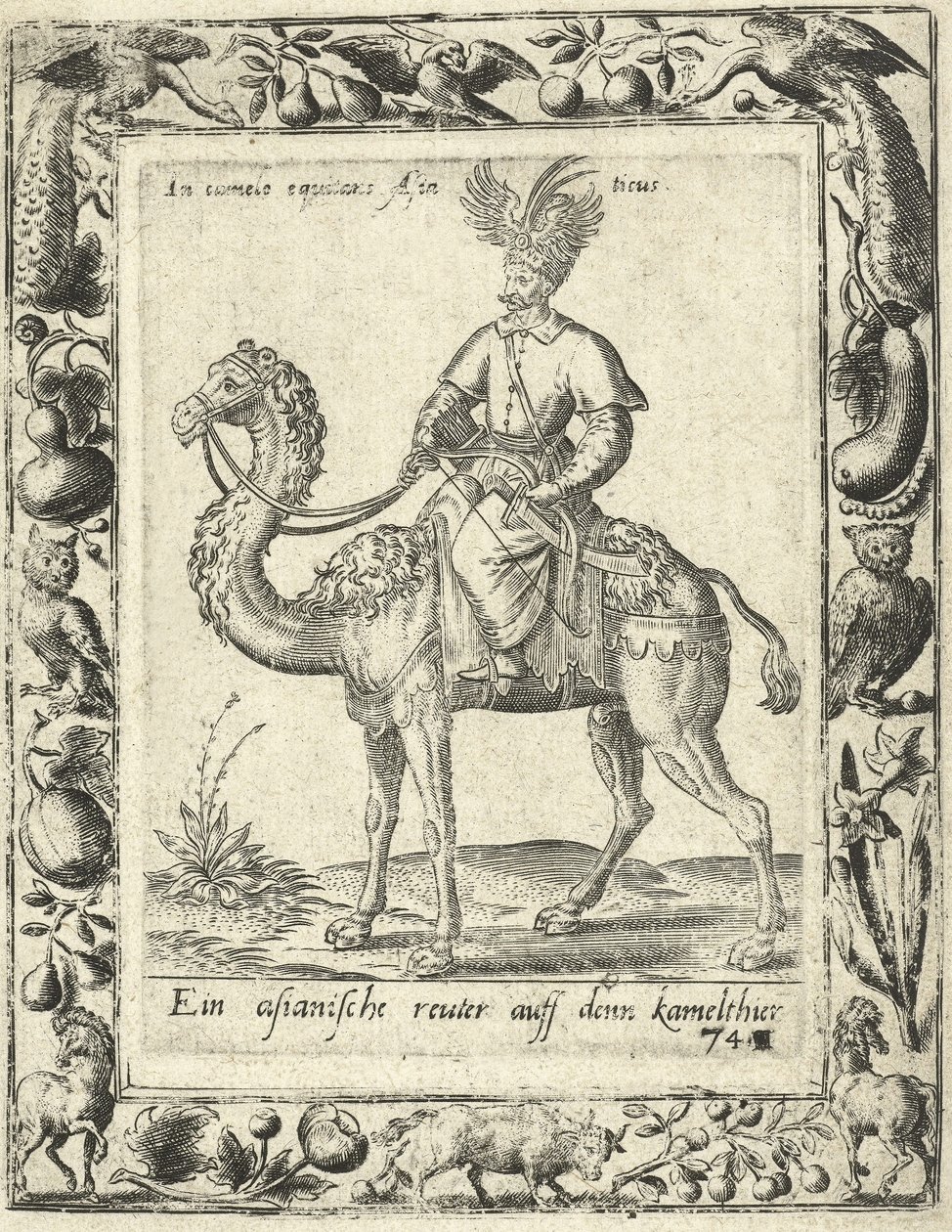 Arabian Hunter rider på en kamel, pub. 1577 af Dutch School