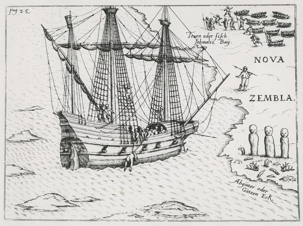 Barents skib ved Nova Zembla, 1598 af Dutch School