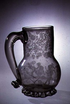 Blæst og diamant spidsgraveret tankard (glas) af Dutch School