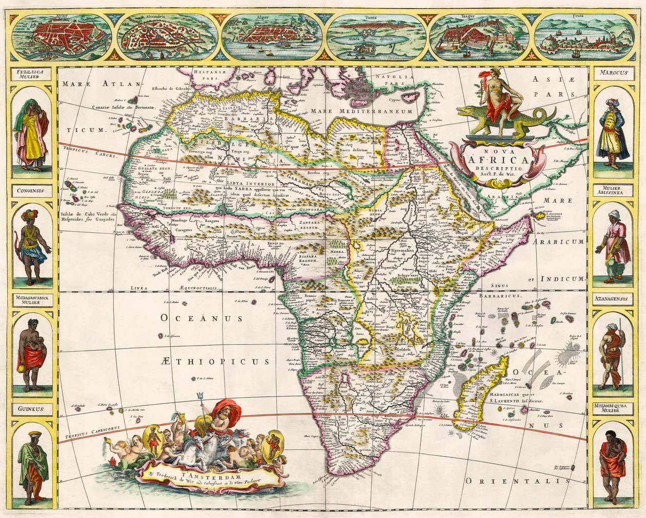 Kort over Afrika, fra Nova Africa Descriptio, udgivet i Amsterdam i 1660