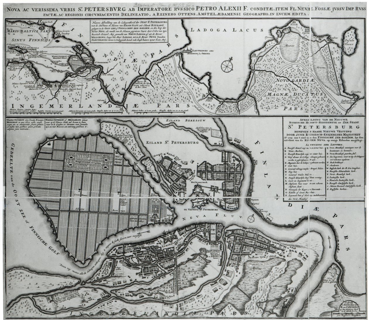 Kort over Skt. Petersborg, ca. 1750 af Dutch School