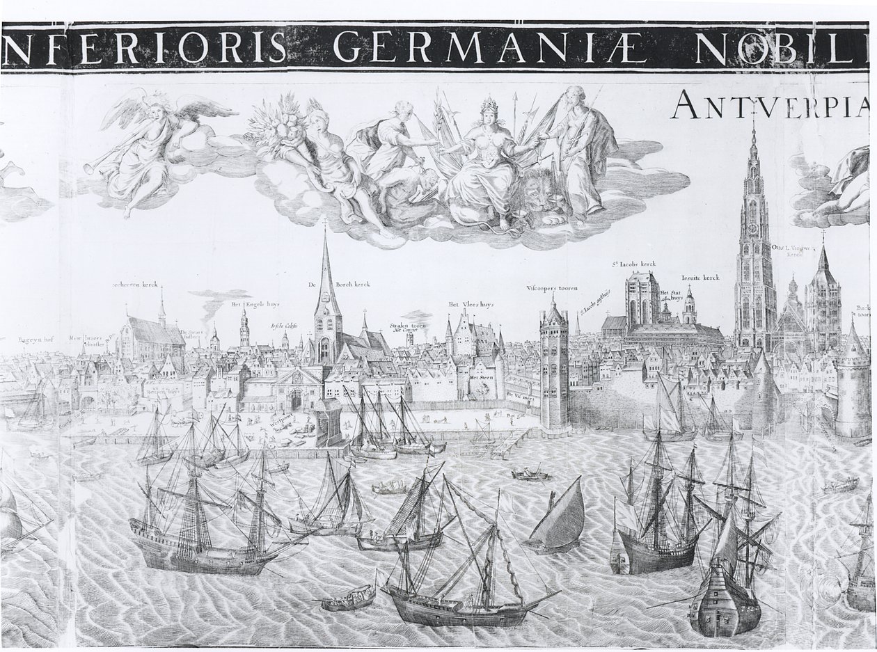 Byplan for Antwerpen, 1549 af Dutch School
