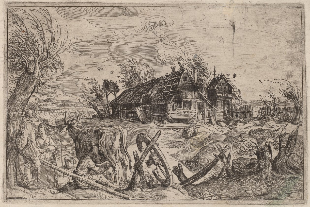 Landskab med et bondehus af Dutch 17th Century, formerly Jacques de Gheyn II