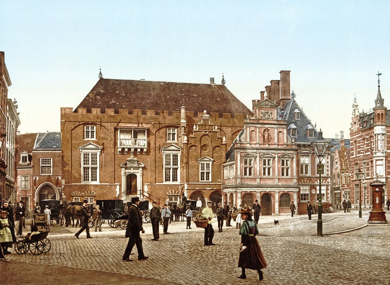 Rådhuset på Grote Markt, Haarlem, Holland, pub.c. 1900 af Dutch Photographer