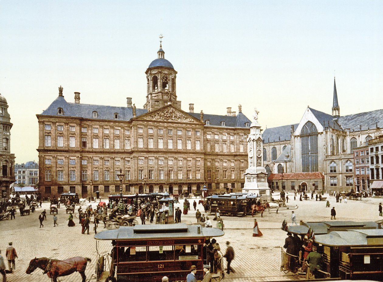 Det kongelige palads i Amsterdam fra Dam-pladsen, 1890-1900 af Dutch Photographer