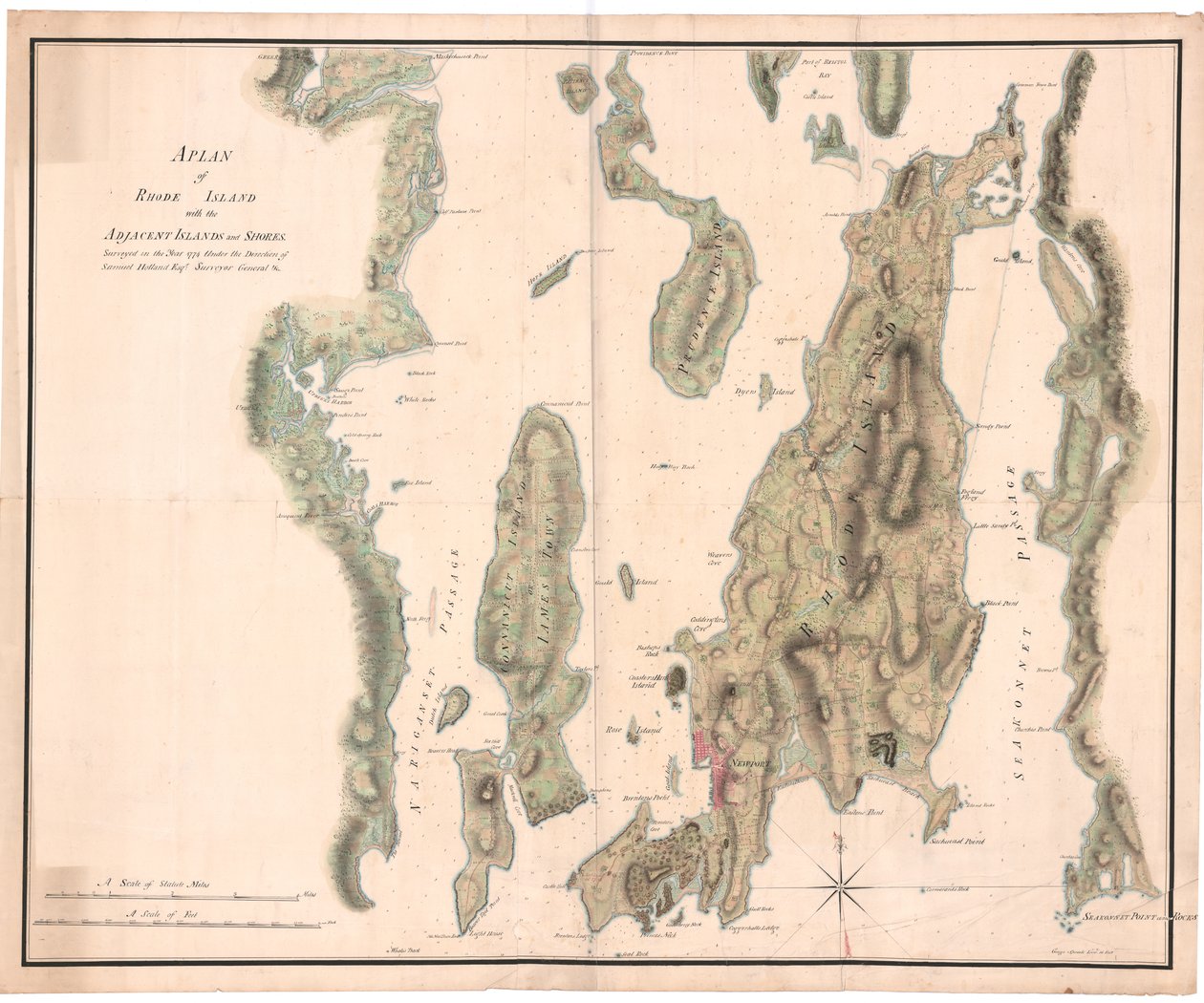En plan for Rhode Island af Holland af Dutch School