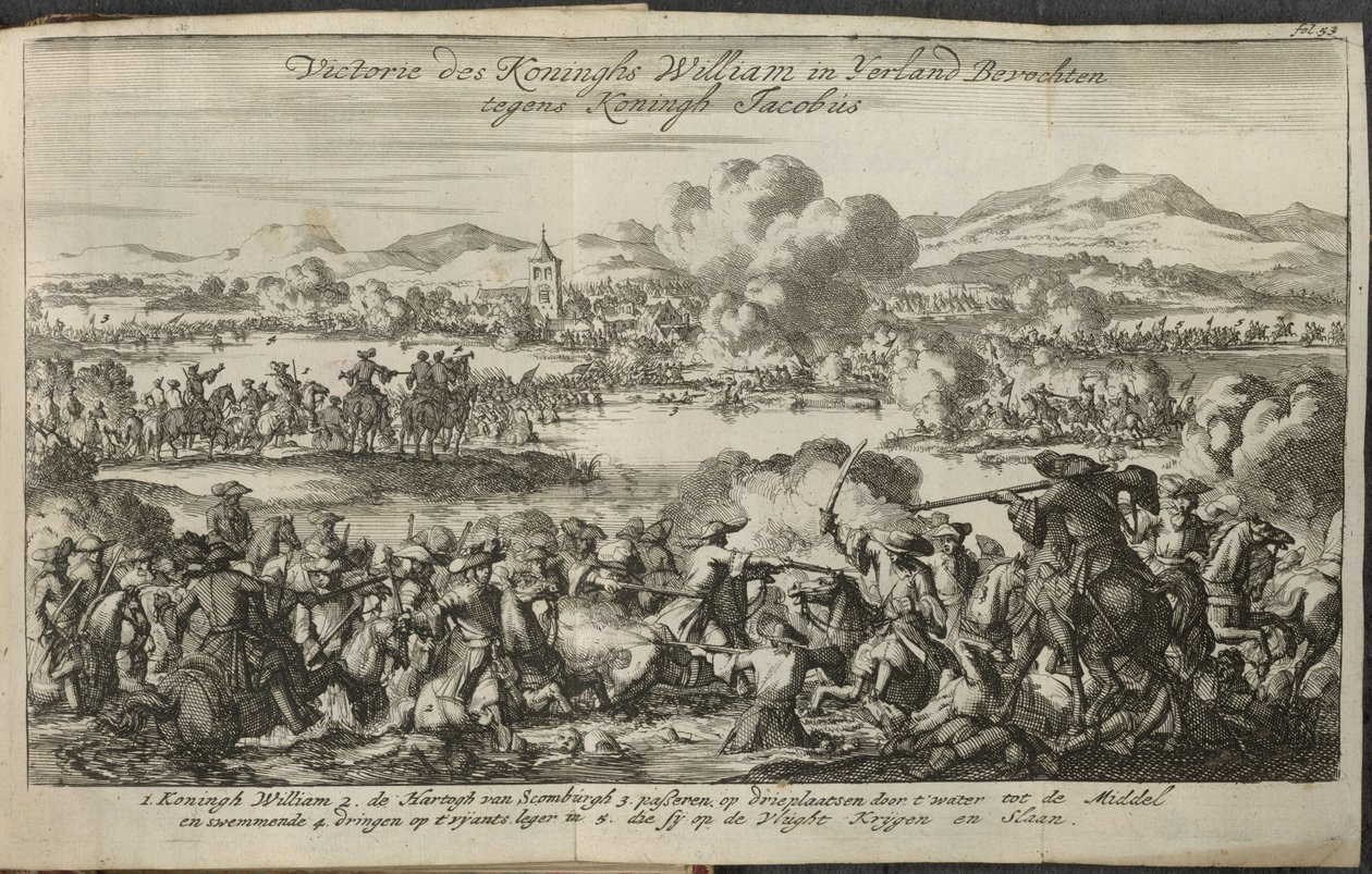 Et slag, der involverer hæren af William III af Dutch School
