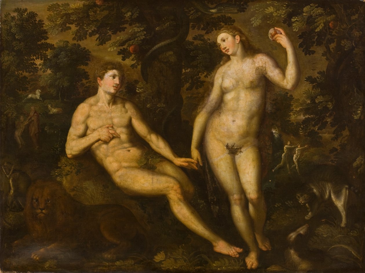 Adam og Eva i Edens have, ca. 1590-1610 af Dutch School