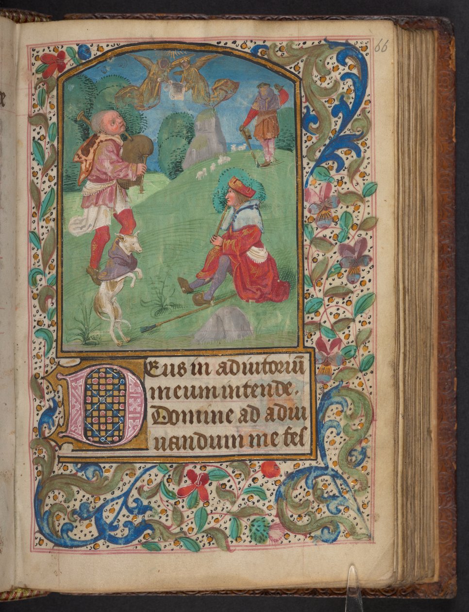 Bebudelse til hyrderne, Harley 2923, f.66r, ca. 1480 (vellum) af Dutch School