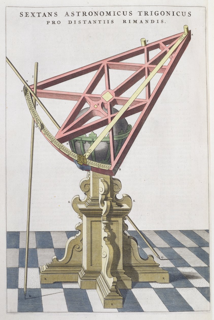 Astronomisk sekstant af Tycho Brahe (1546-1601) fra et atlas af Joan Blaeu (1596-1673) Amsterdam, 1665 af Dutch School