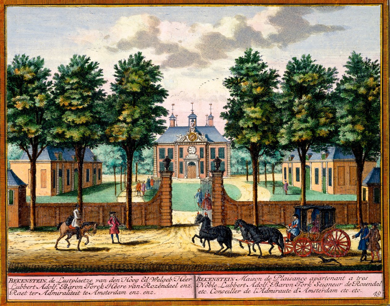 Bekenstein House of Pleasure, fra Het Zeganpralent Kennemerlant af Hendrick de Leth og Matthias Brouerius Van Nidek, udgivet ca. 1700-30 af Dutch School