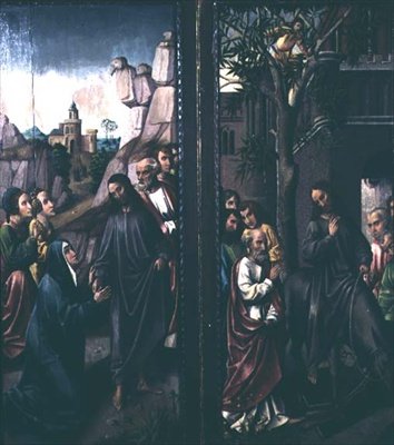 Kristus tager afsked med sin mor; Kristi indtog i Jerusalem, ca. 1500 af Dutch School