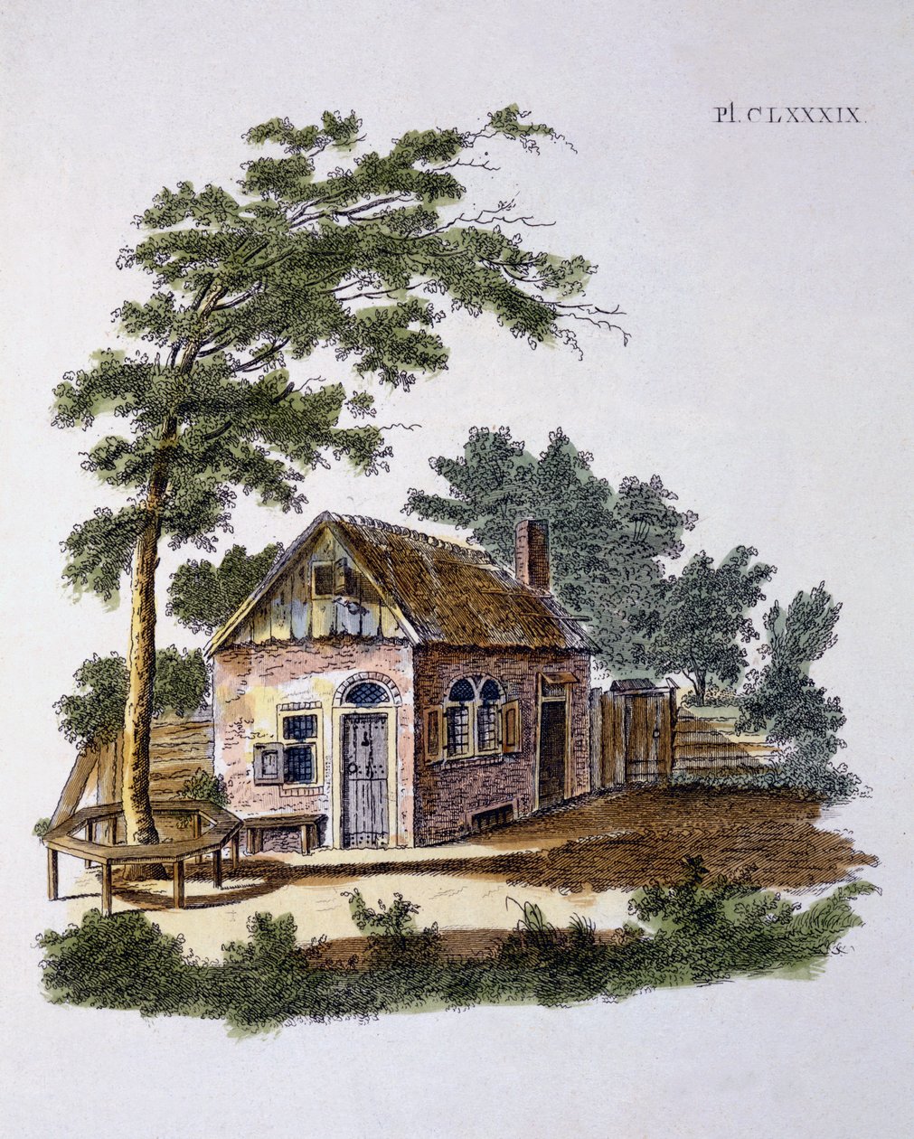 Cottage fra Magazine of Garden Gems af G. van Laar, udgivet 1802 af Dutch School