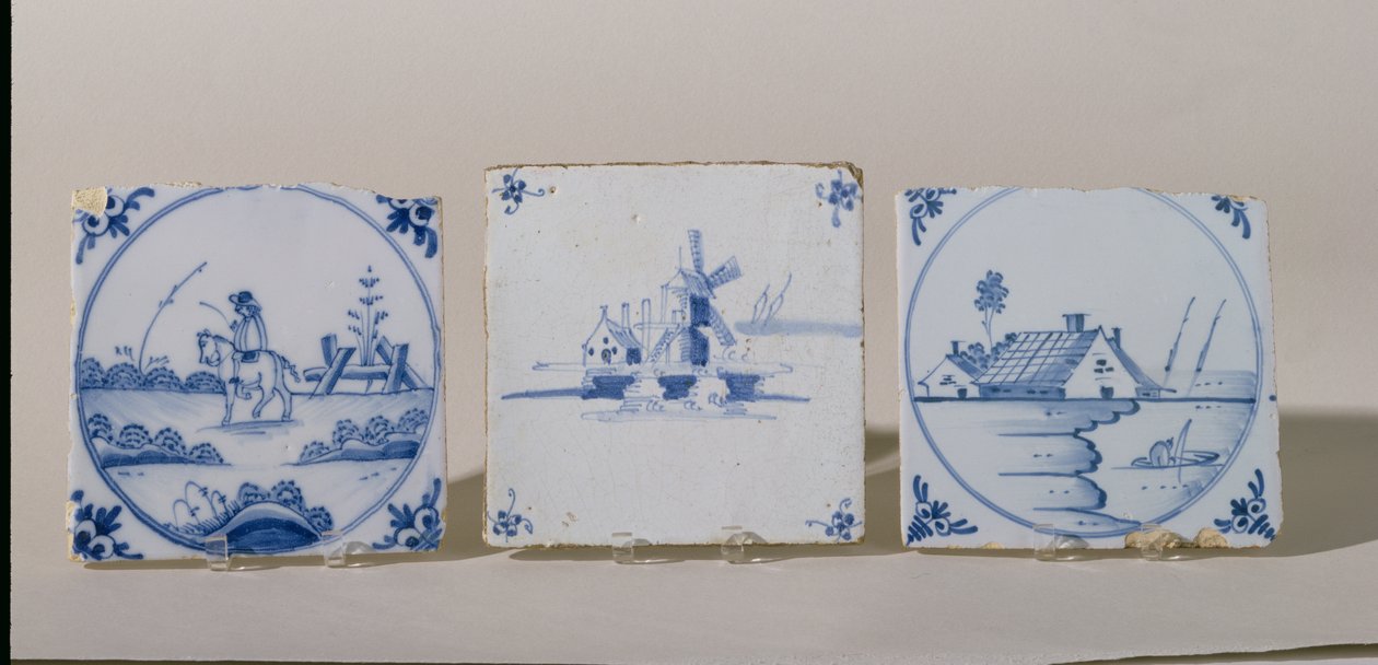 Delft Tiles, ca. 1750-1800 (lertøj) af Dutch School