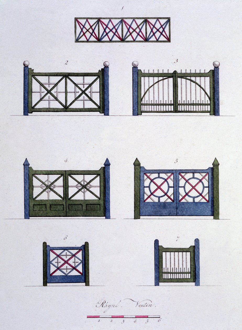 Designs fra Magazine of Garden Gems af G. van Laar, udgivet 1802 af Dutch School