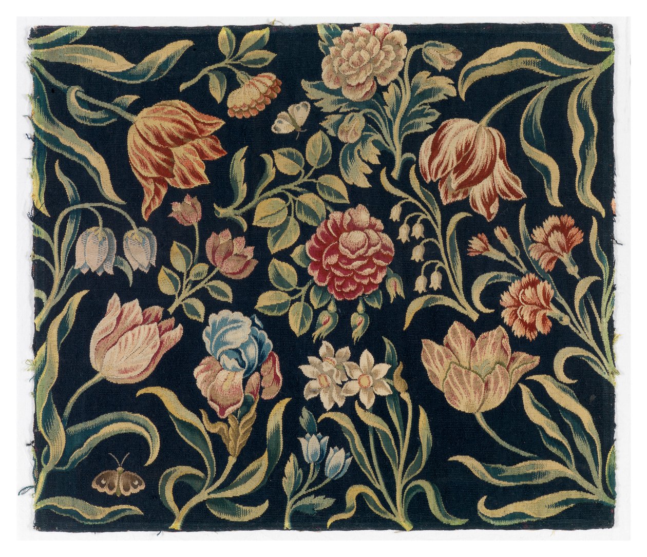 Foldeskærm med blomstertapetpaneler, muligvis lavet i Holland af Dutch School