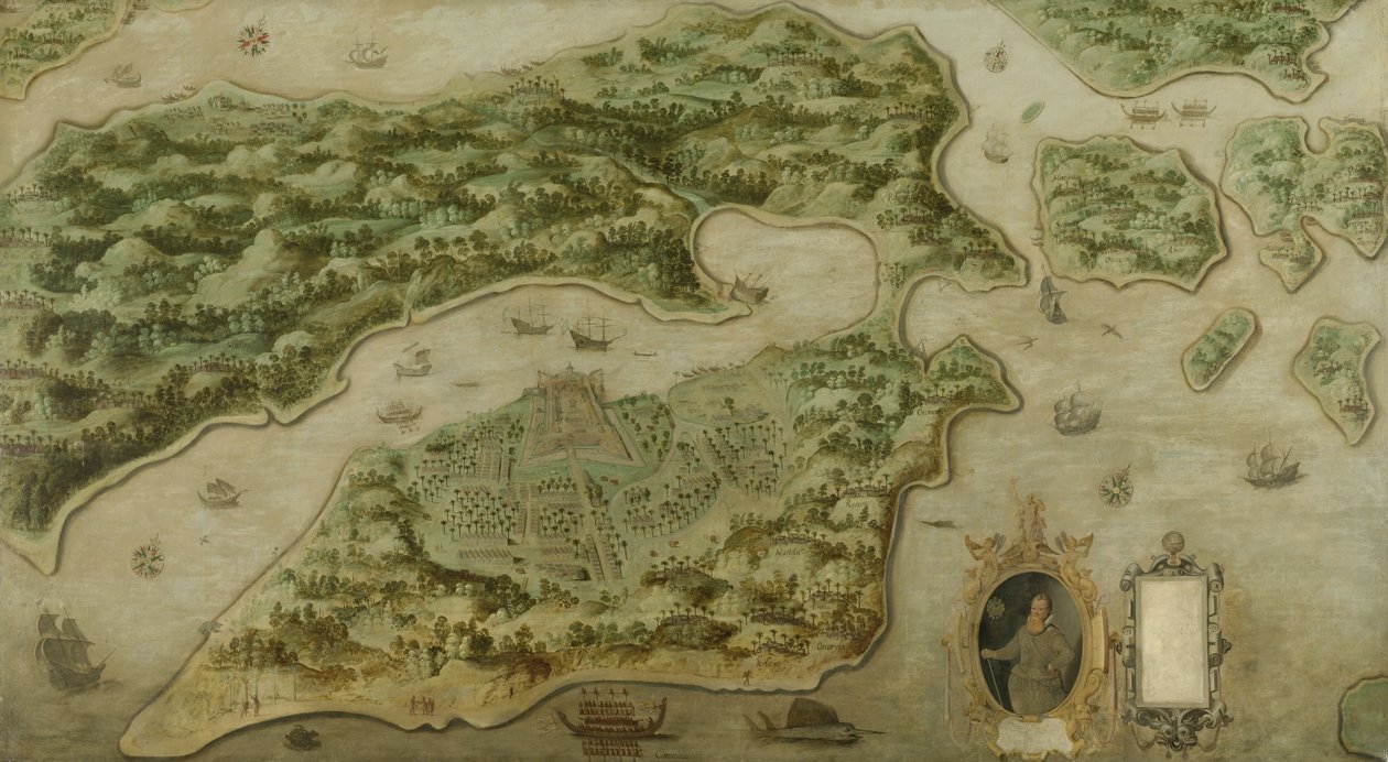 Fort Victoria på øen Amboina, 1617 af Dutch School