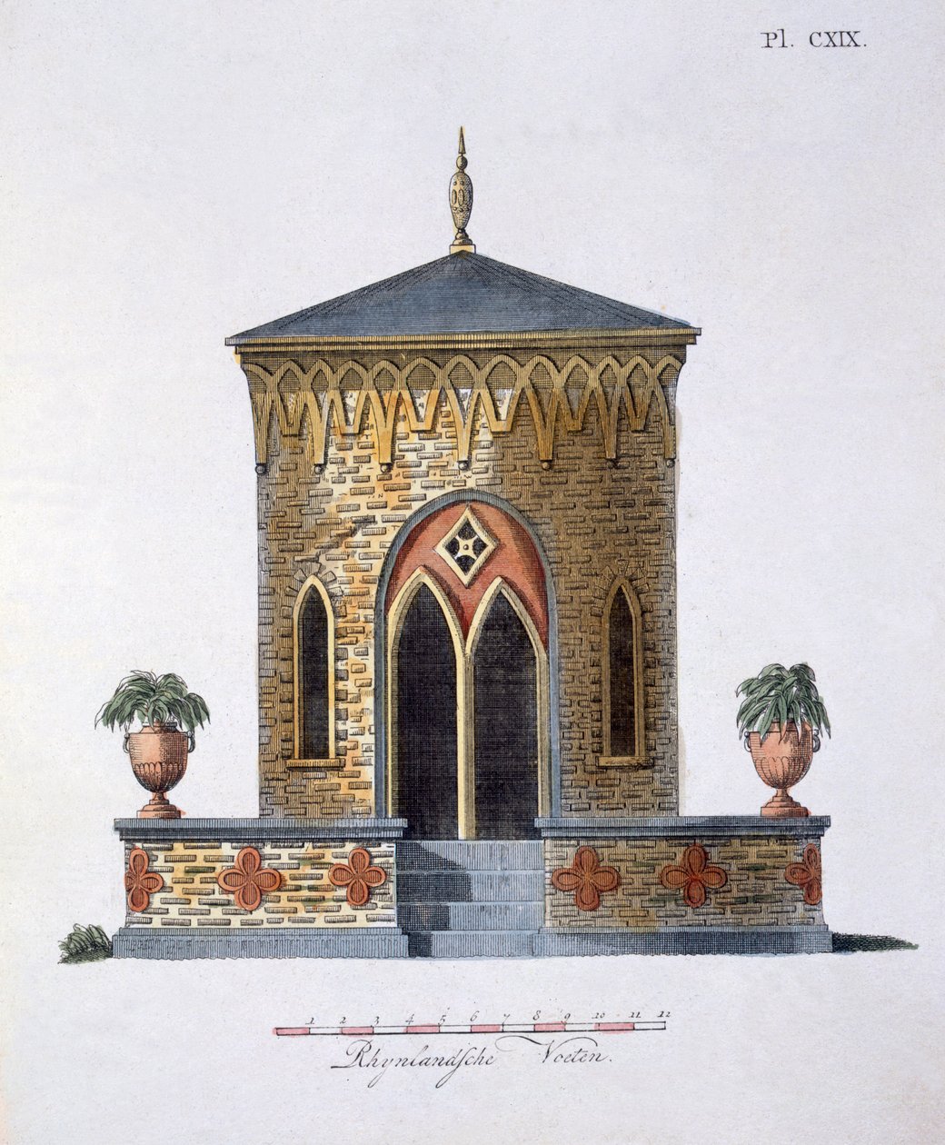 Havedekorationer, fra Magazine of Garden Gems af G. van Laar, udgivet 1802 af Dutch School