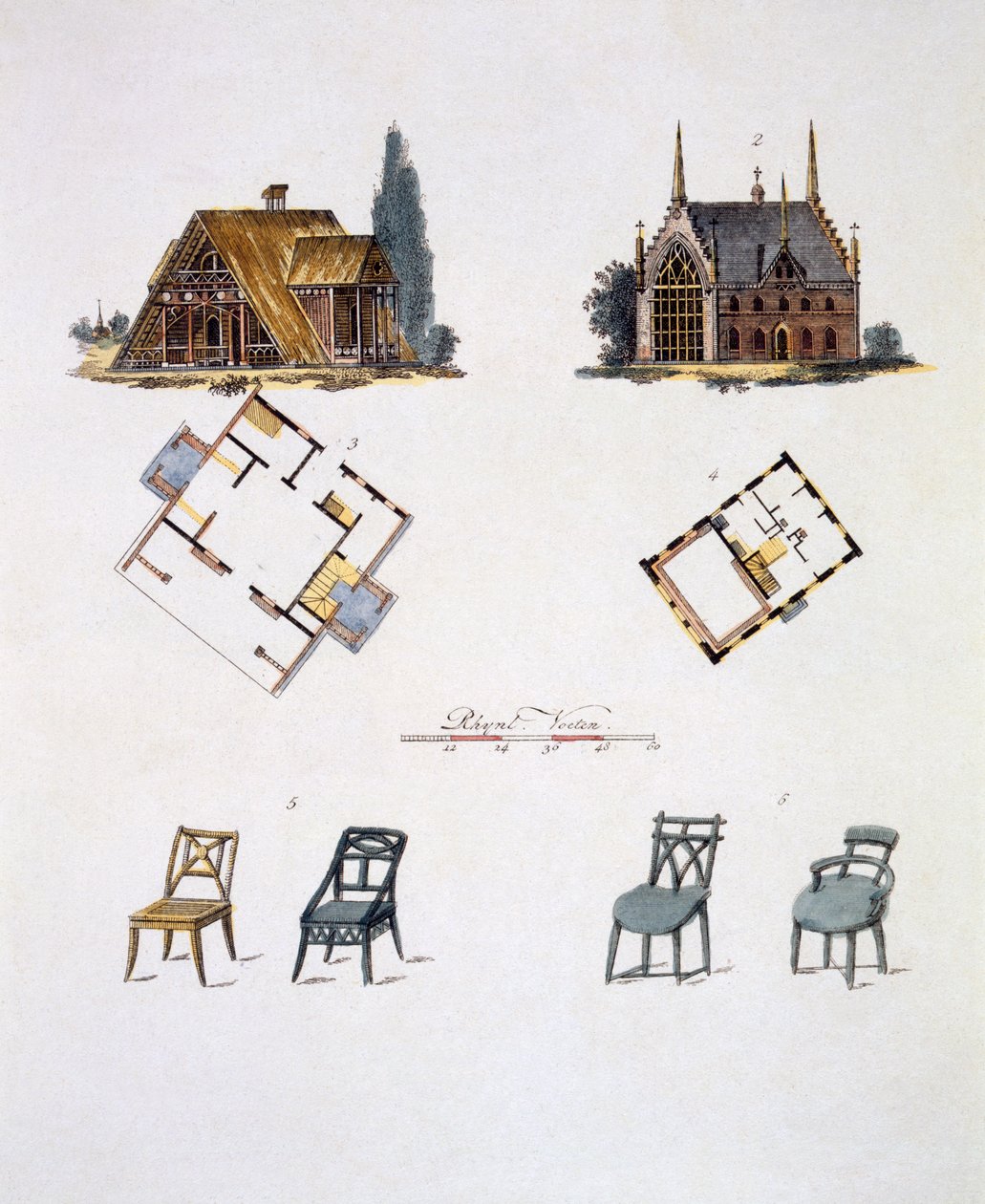 Havedekorationer, fra Magazine of Garden Gems af G. van Laar, udgivet 1802 af Dutch School