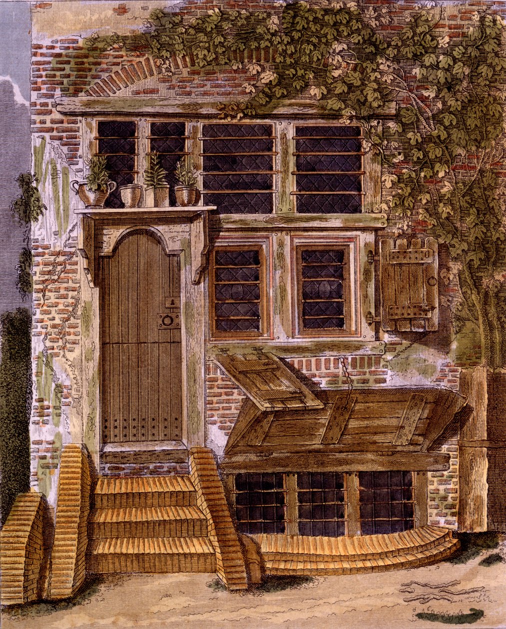 Gardeners Cottage Design fra Magazine of Garden Gems af G. van Laar, udgivet 1802 af Dutch School