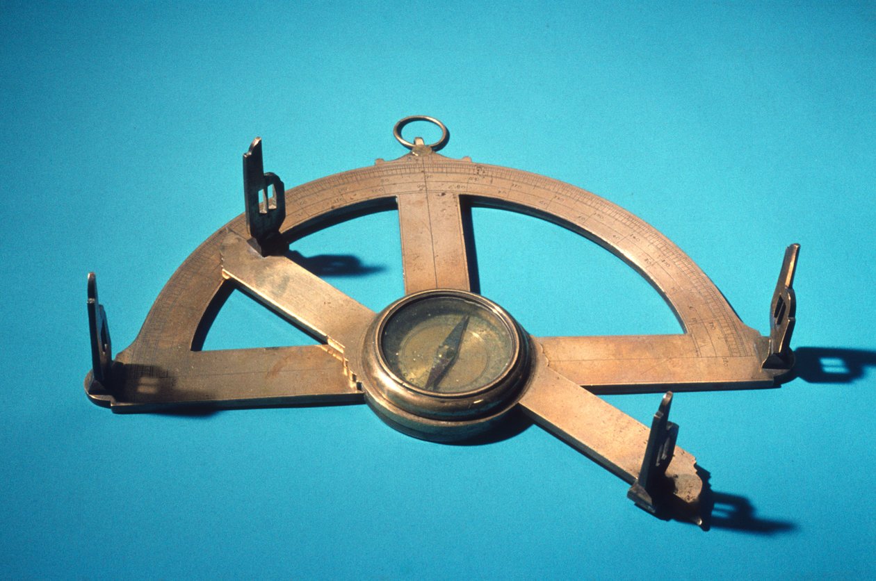 Grafometer eller klinometer (messing, glas og stål) af Dutch School