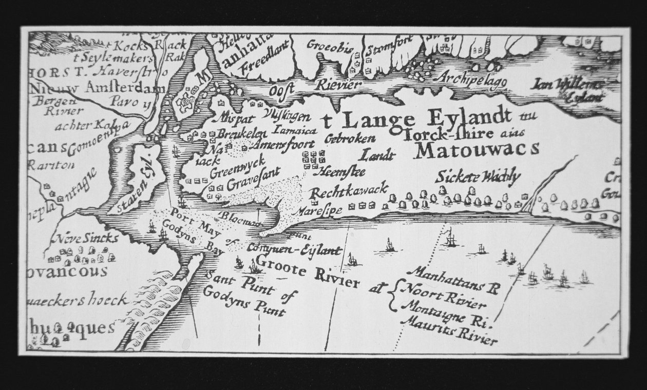 Historien om New York City: Hollandsk kort, der viser generobringen af Manhattan af Dutch School
