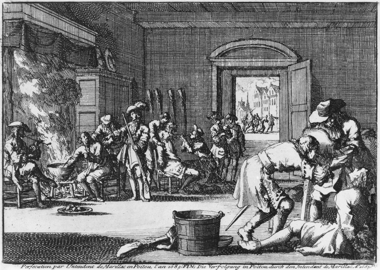 Intendant de Marillac forfølger protestanterne i Poitou i 1685, 1686 af Dutch School