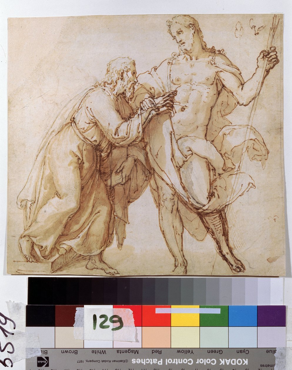 ""The Incredulity Of Saint Thomas"" (The Incredulity Of Saint Thomas) Blæktegning af den hollandske skole, Pushkin Museum fra det tidlige 17. århundrede, Moskva af Dutch School