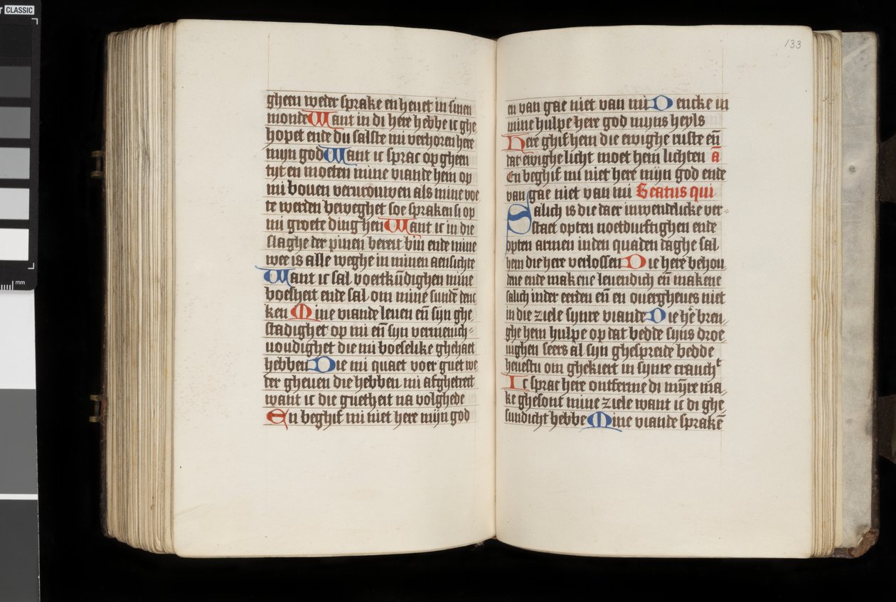 MS McClean 92, f.132v - f.133r, fra Timebogen, c.1470-90 af Dutch School