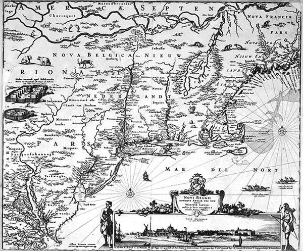 Kort over New Amsterdam, ca. 1650 (gravering) af Dutch School