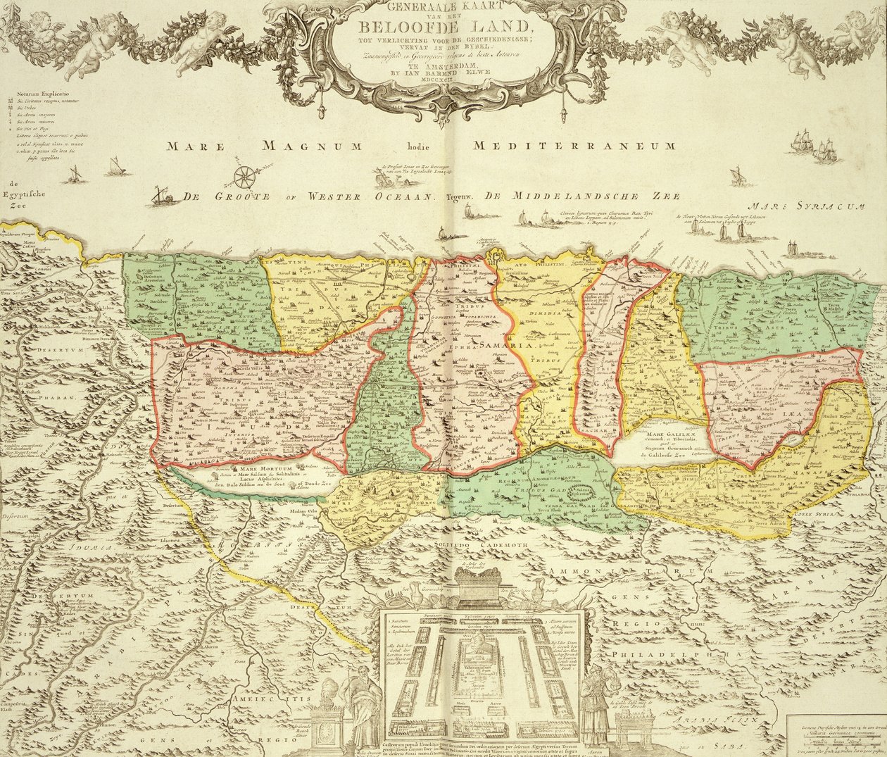 Kort over det hellige land, pub. af Jan Barend Elwe, Amsterdam, 1742 af Dutch School