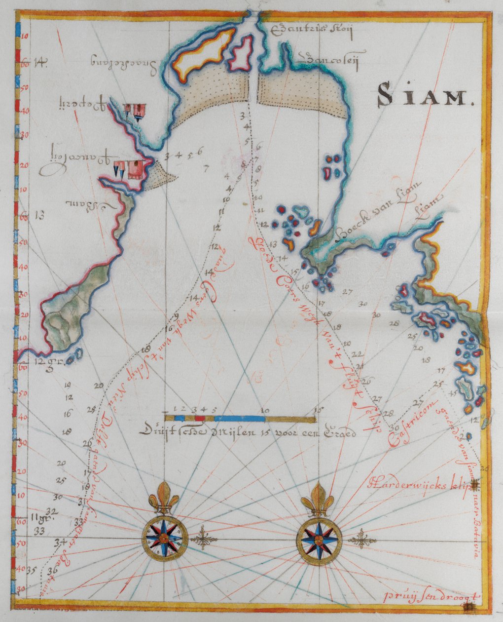 Kort over Kongeriget Siam. af Dutch School