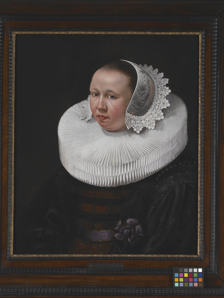 Portræt af en kvinde (olie på træ) af Dutch School