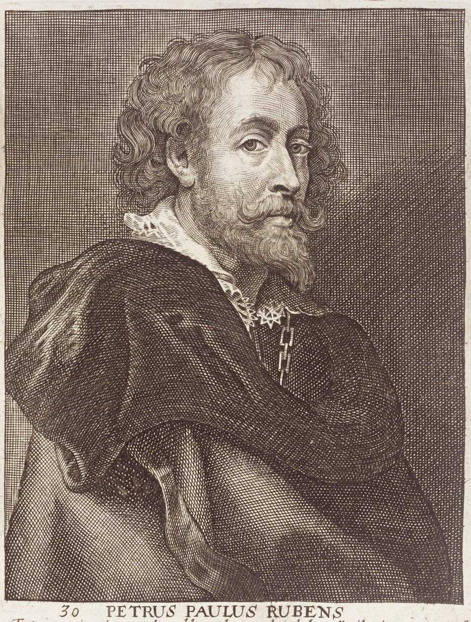 Portræt af Peter Paul Rubens (1577-1640) plade 30 fra en række portrætter af kunstnere, indgraveret af Joannes Meyssens (1612-70) af Dutch School