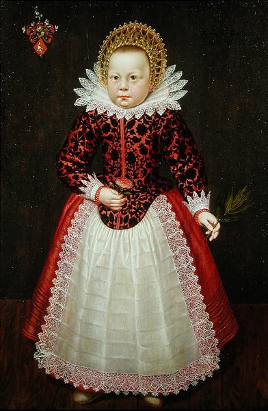 Portræt af et barn (olie på panel) af Dutch School