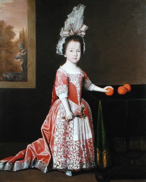 Portræt af en pige (olie på lærred) af Dutch School