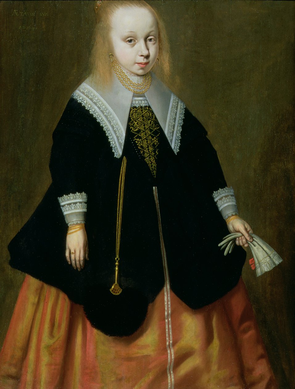 Portræt af en ung pige, Friesland School, 1644 af Dutch School