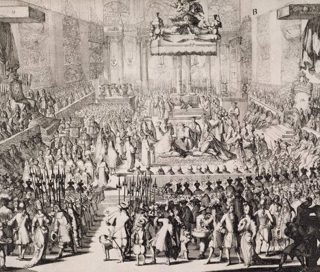 Kroningen af Vilhelm af Orange (1650-1702) og Mary (1662-94), i Westminster Abbey, 21. april 1689 af Dutch School