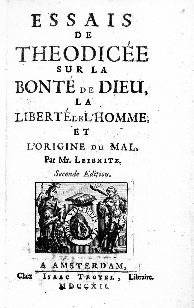 Titelblad for Theodicee af Gottfried Leibniz, anden udgave udgivet 1712 af Dutch School