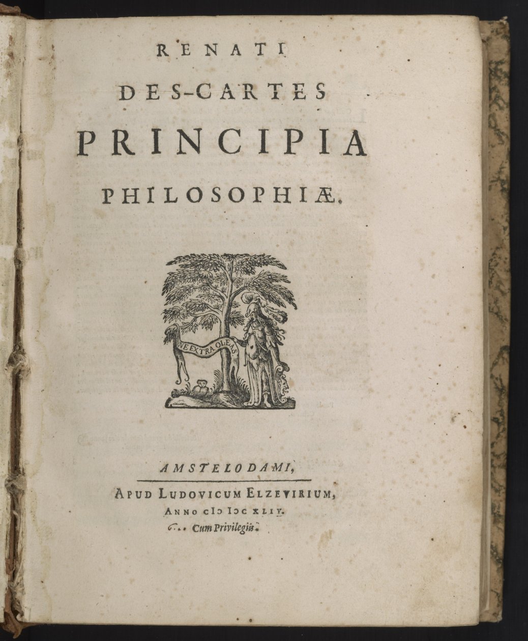 Titelside til Principles of Philosophy af Rene Descartes af Dutch School