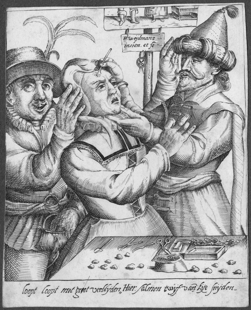 Trepanning, graveret af H. Weydmans (1500-tallet) af Dutch School
