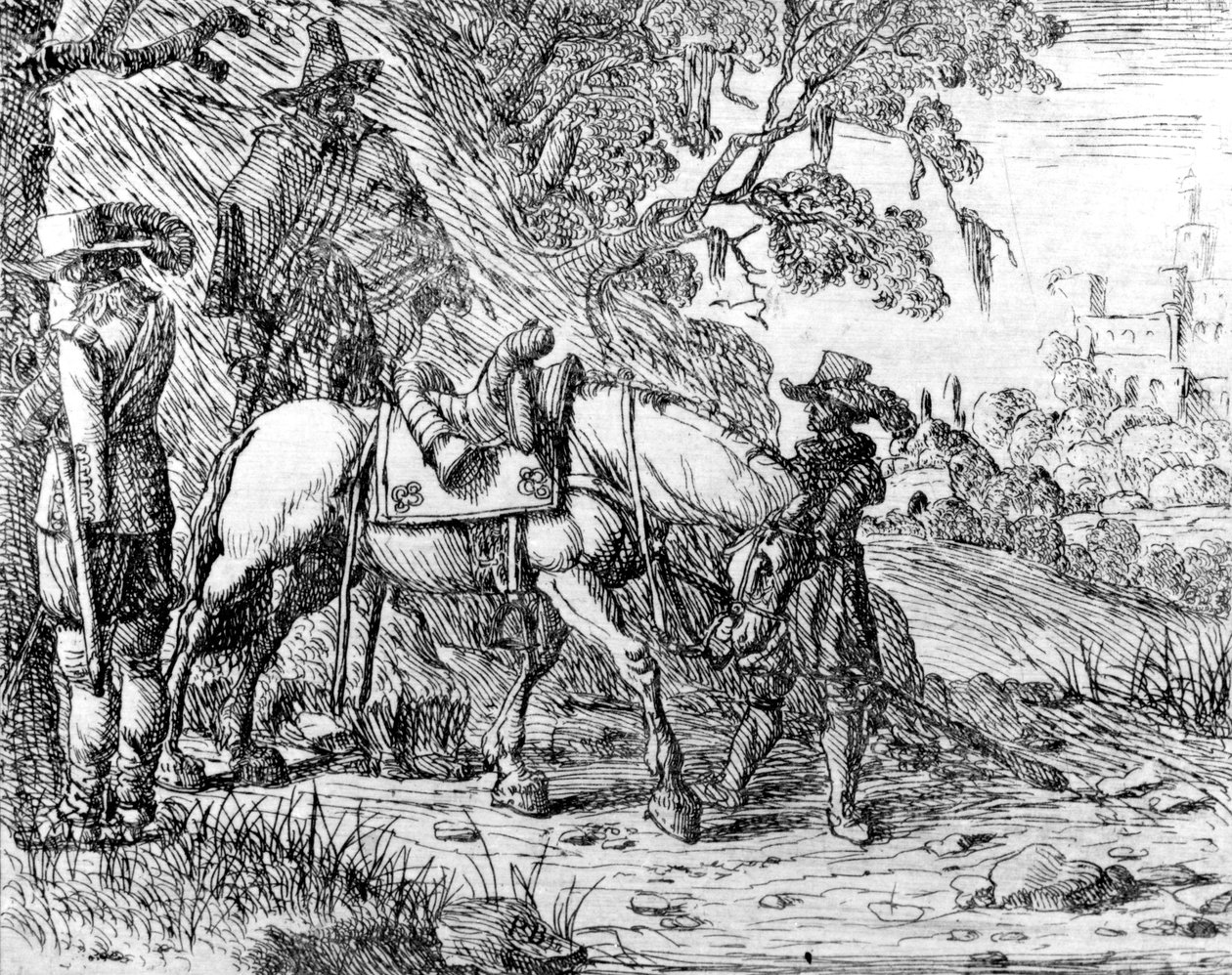 Two Riders Resting, af Hendrik Vershuring, 1627-1690 (tegning) af Dutch School
