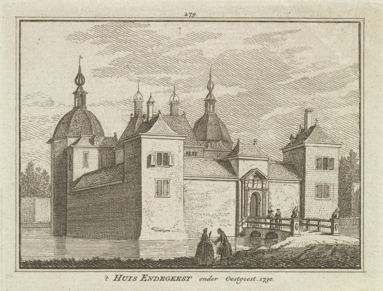 Udsigt over Endegeest Castle, Oegstgeest, Holland af Dutch School