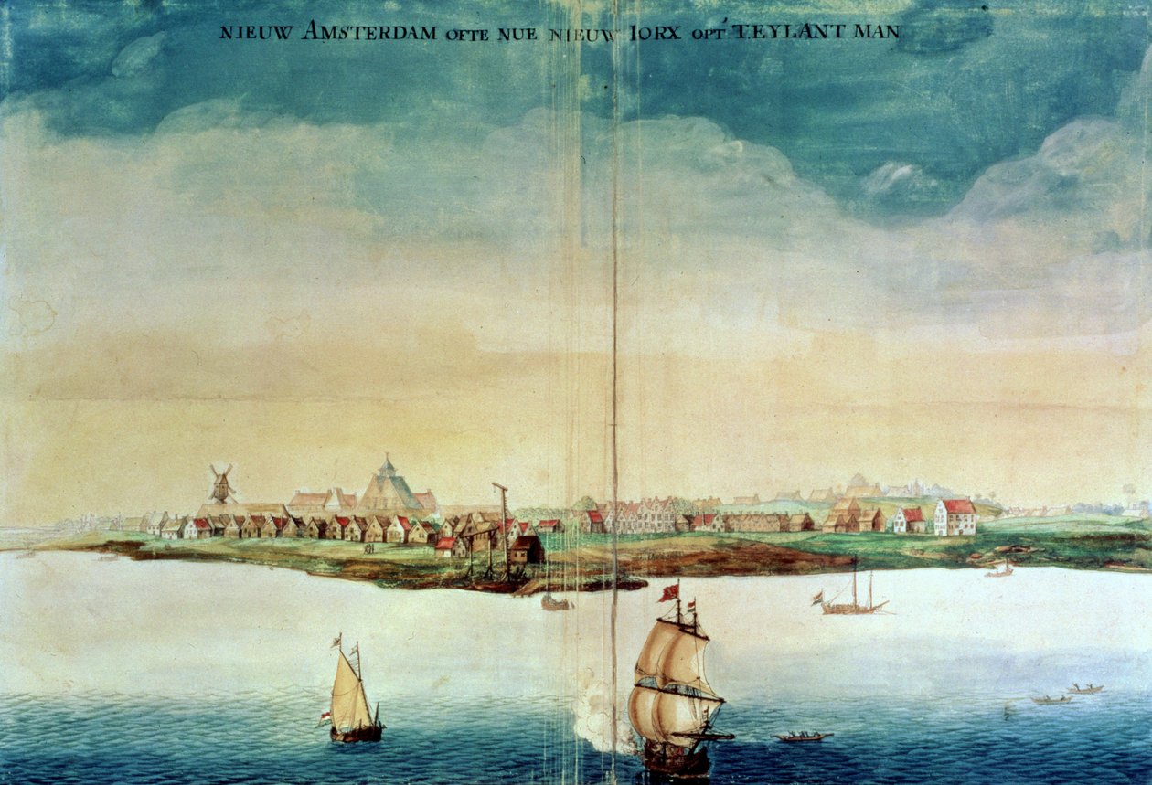 Udsigt over New Amsterdam, 1650-3 af Dutch School