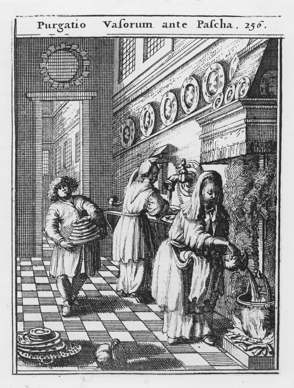 Vask af husholdningskarene før påske (Purgatio Vasorum ante Pascha), illustration fra 