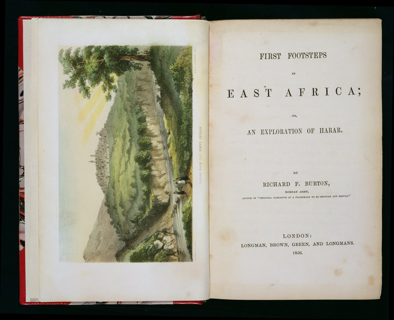 Harar from the Coffee Stream, from First Footsteps in East Africa: An Exploration of Harar, af Richard F. Burton (1821-90), indgraveret af M & N Hanhart af Duteroq