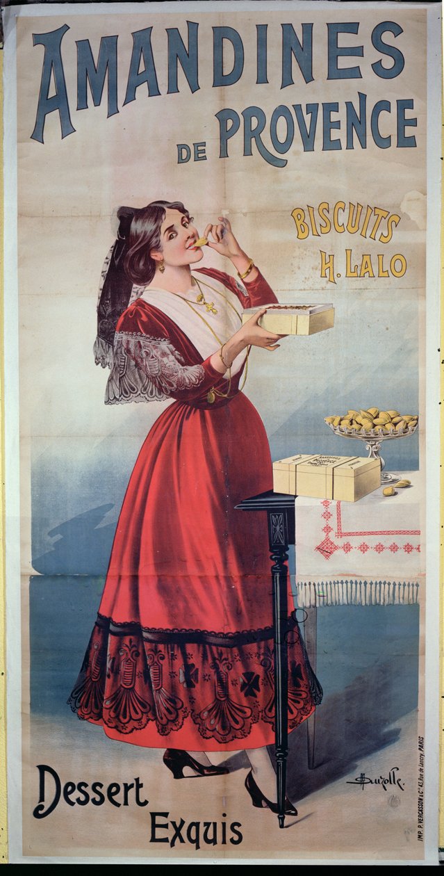 Plakat reklame Amandines de Provence, franske kiks af Duzolle