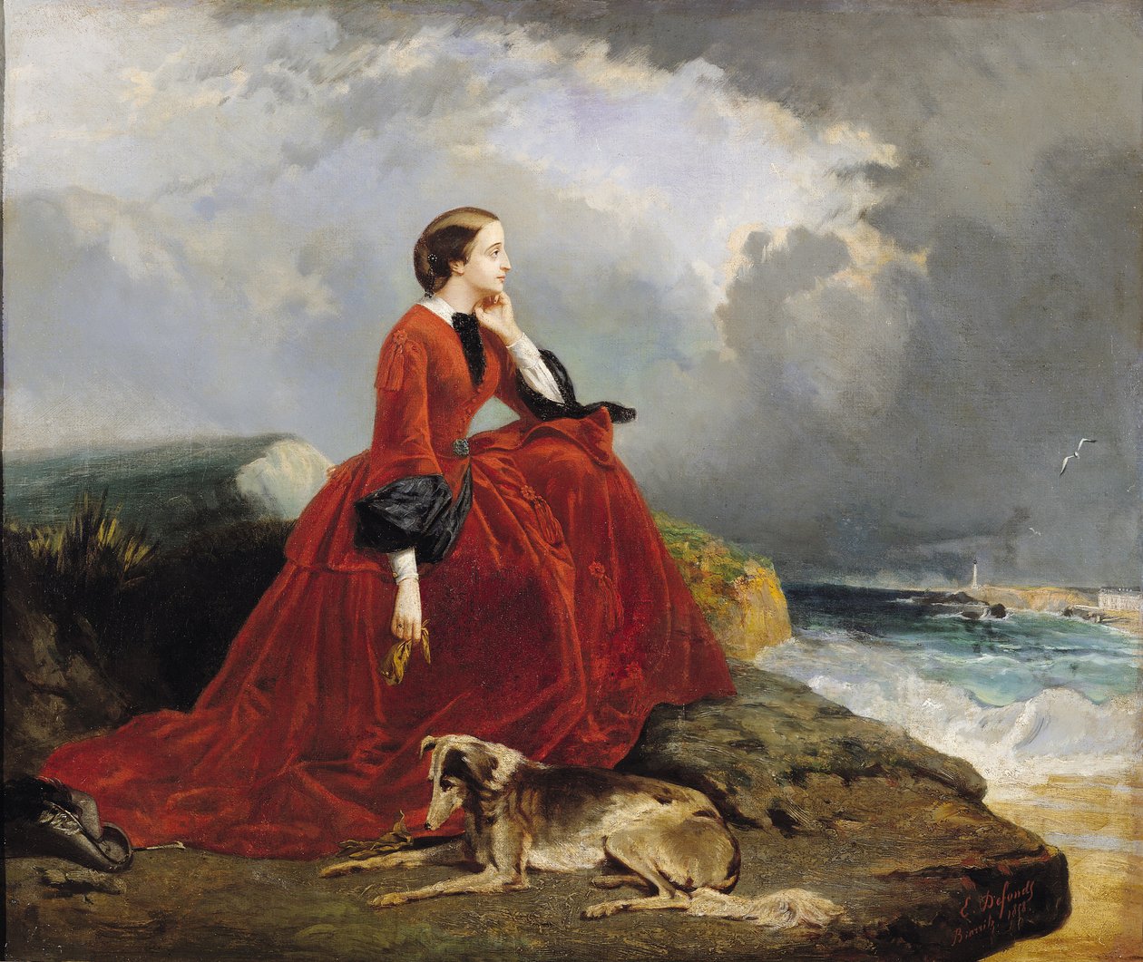 Kejserinde Eugenie (1826-1920) i Biarritz, 1858 af E. Defonds