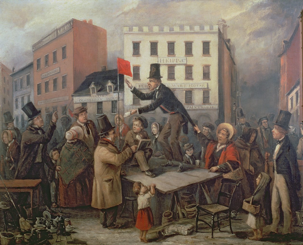 Auktion i Chatam Street, New York, 1843 af E. Didier