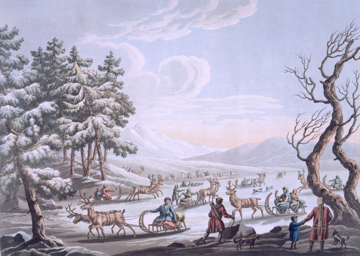 Tungus indfødte forlader vinterlejren, 1812-13 af E. Karnejeff